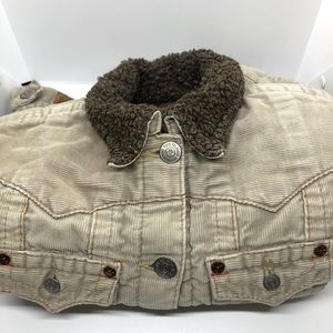 Vintage True Religion tan Corduroy, Sherpa lining